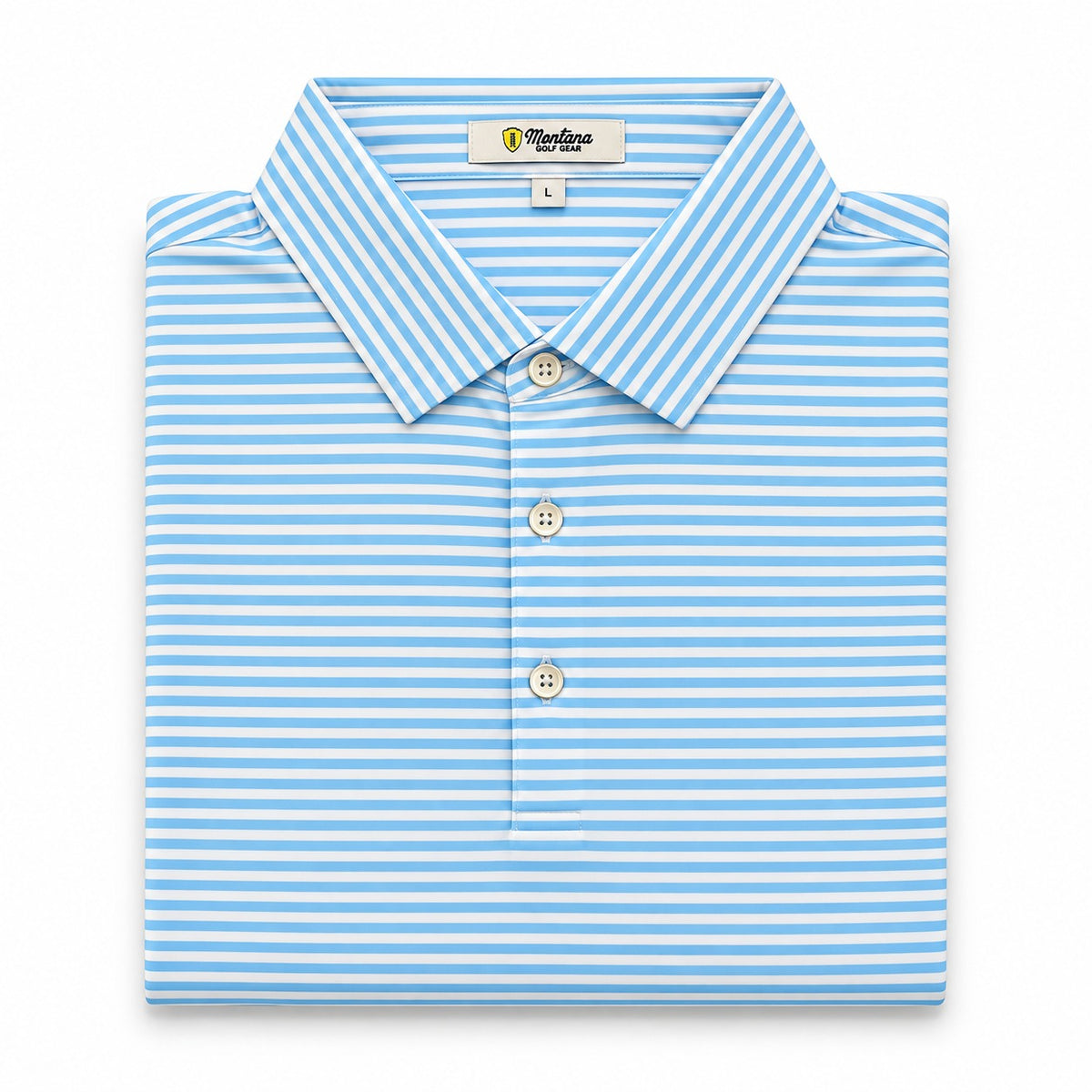 Clark Stripe Performance Mesh Polo - Big Sky Blue