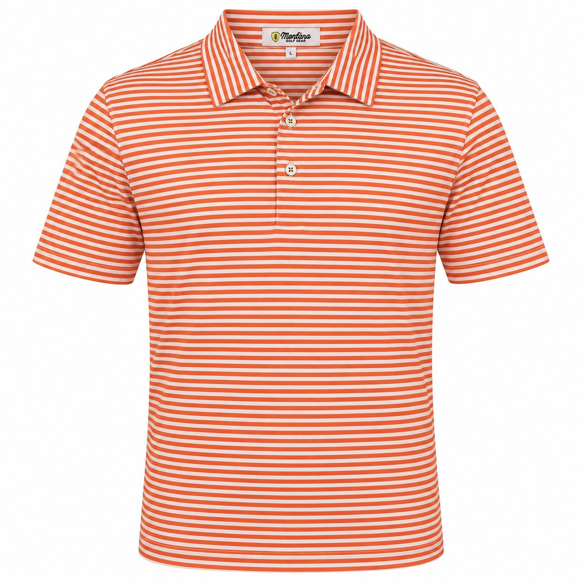Clark Stripe Performance Mesh Polo - Burnt Orange