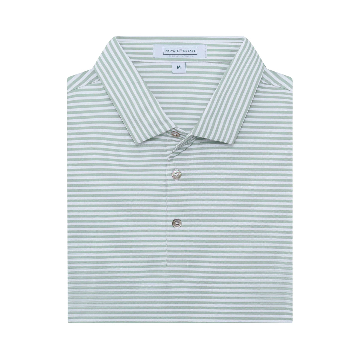 Clark Stripe Performance Mesh Polo - Laurel Green