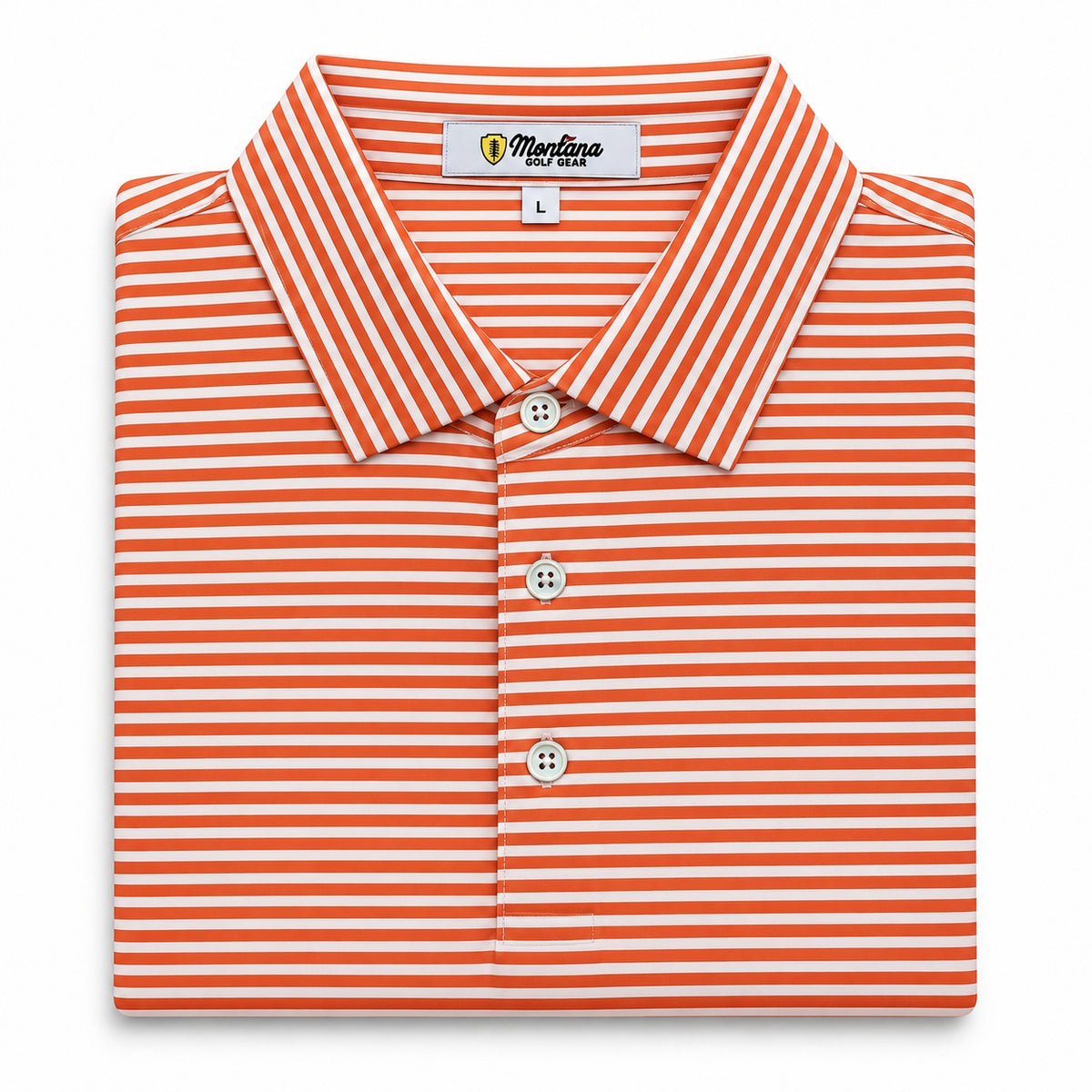 Clark Stripe Performance Mesh Polo - Burnt Orange