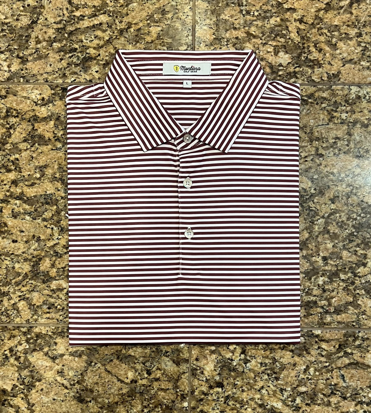 Clark Stripe Performance Mesh Polo - Maroon