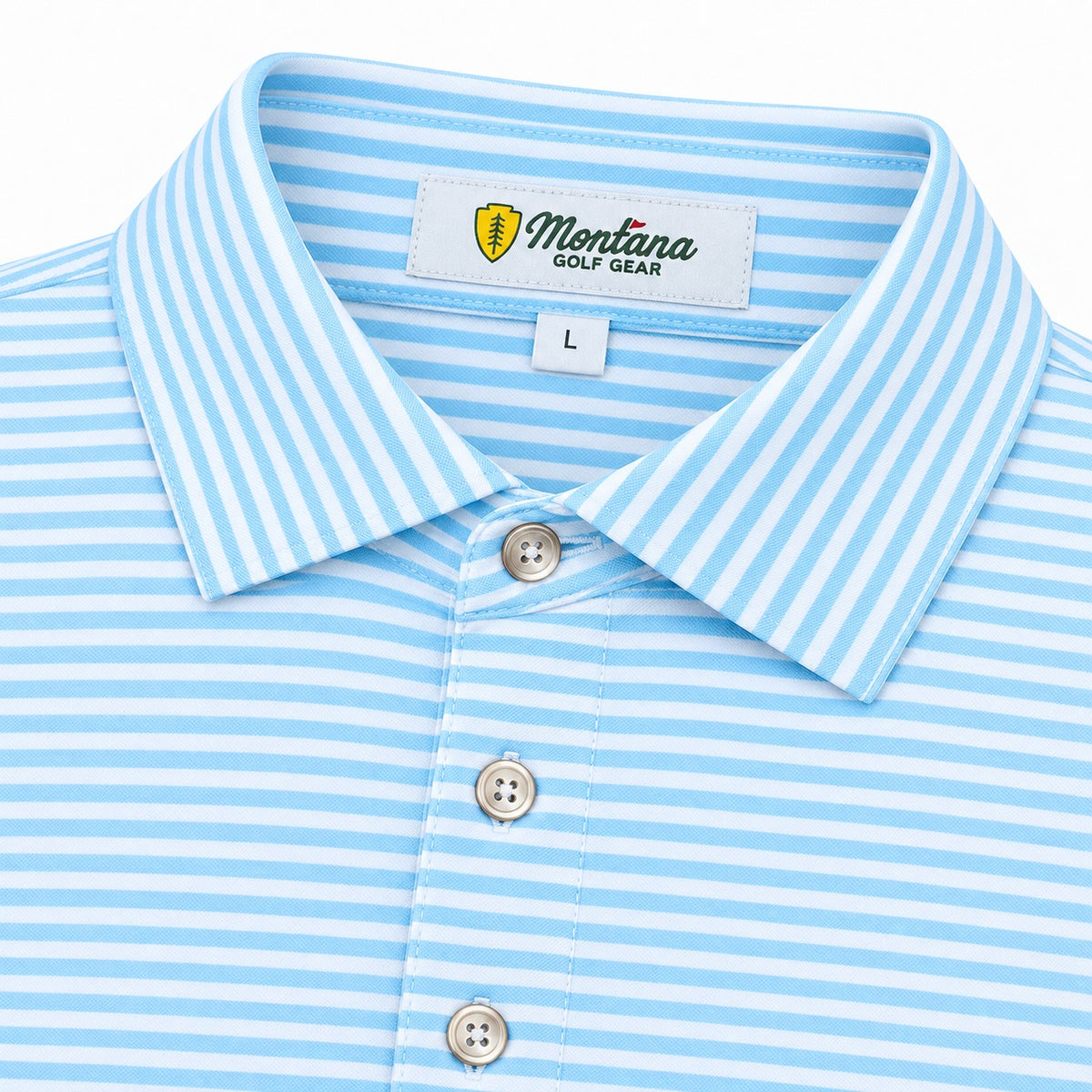 Clark Stripe Performance Mesh Polo - Big Sky Blue