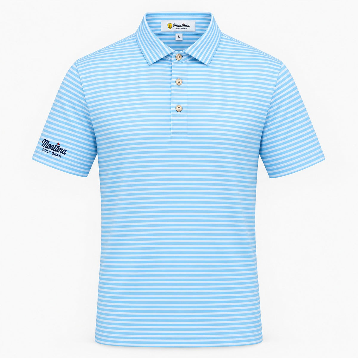 Clark Stripe Performance Mesh Polo - Big Sky Blue