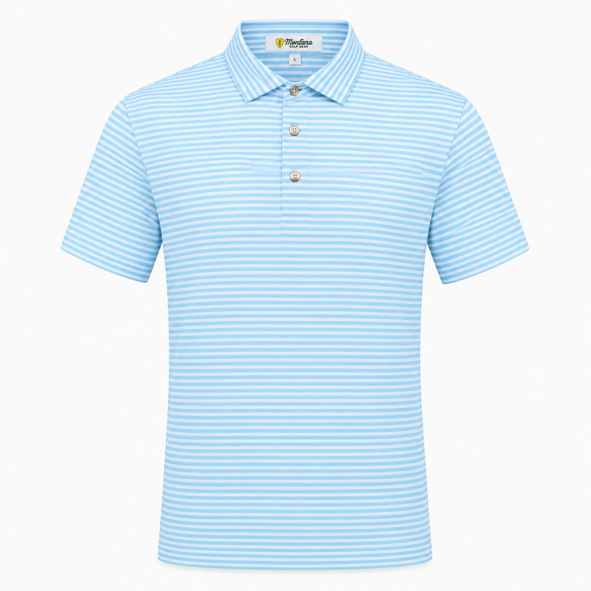 Clark Stripe Performance Mesh Polo - Big Sky Blue