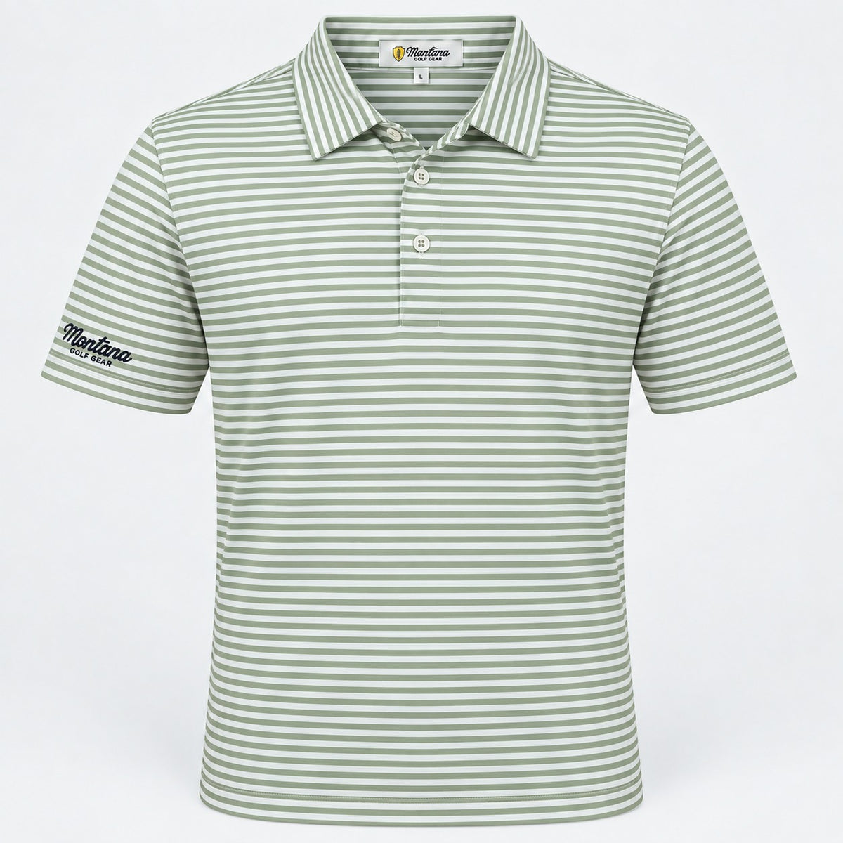 Clark Stripe Performance Mesh Polo - Laurel Green