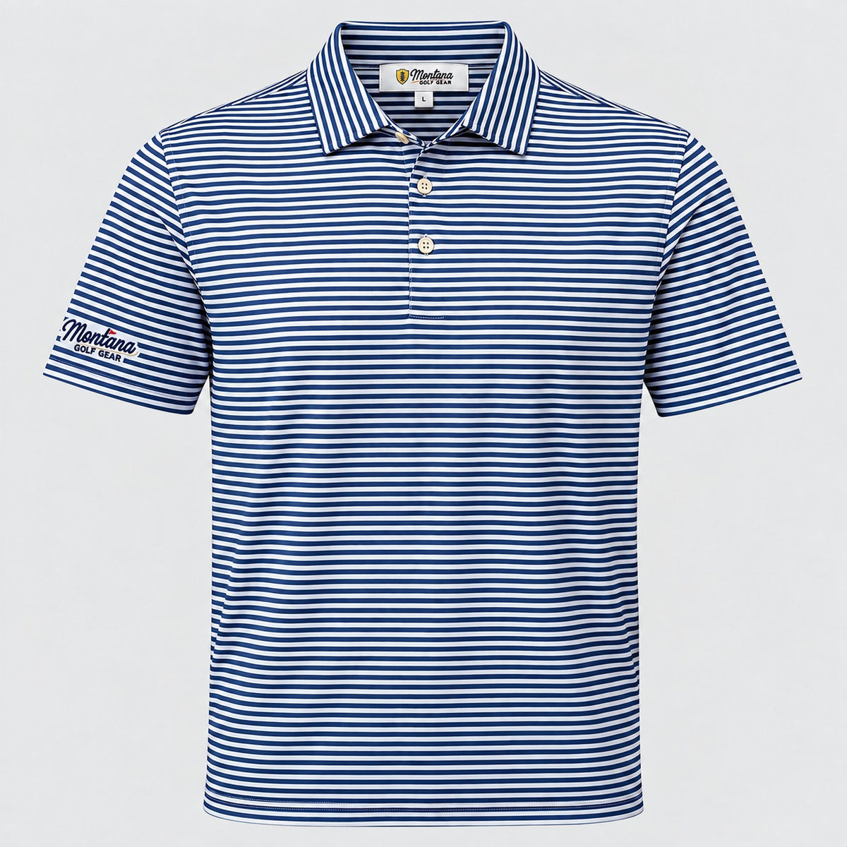 Clark Stripe Performance Mesh Polo - Navy