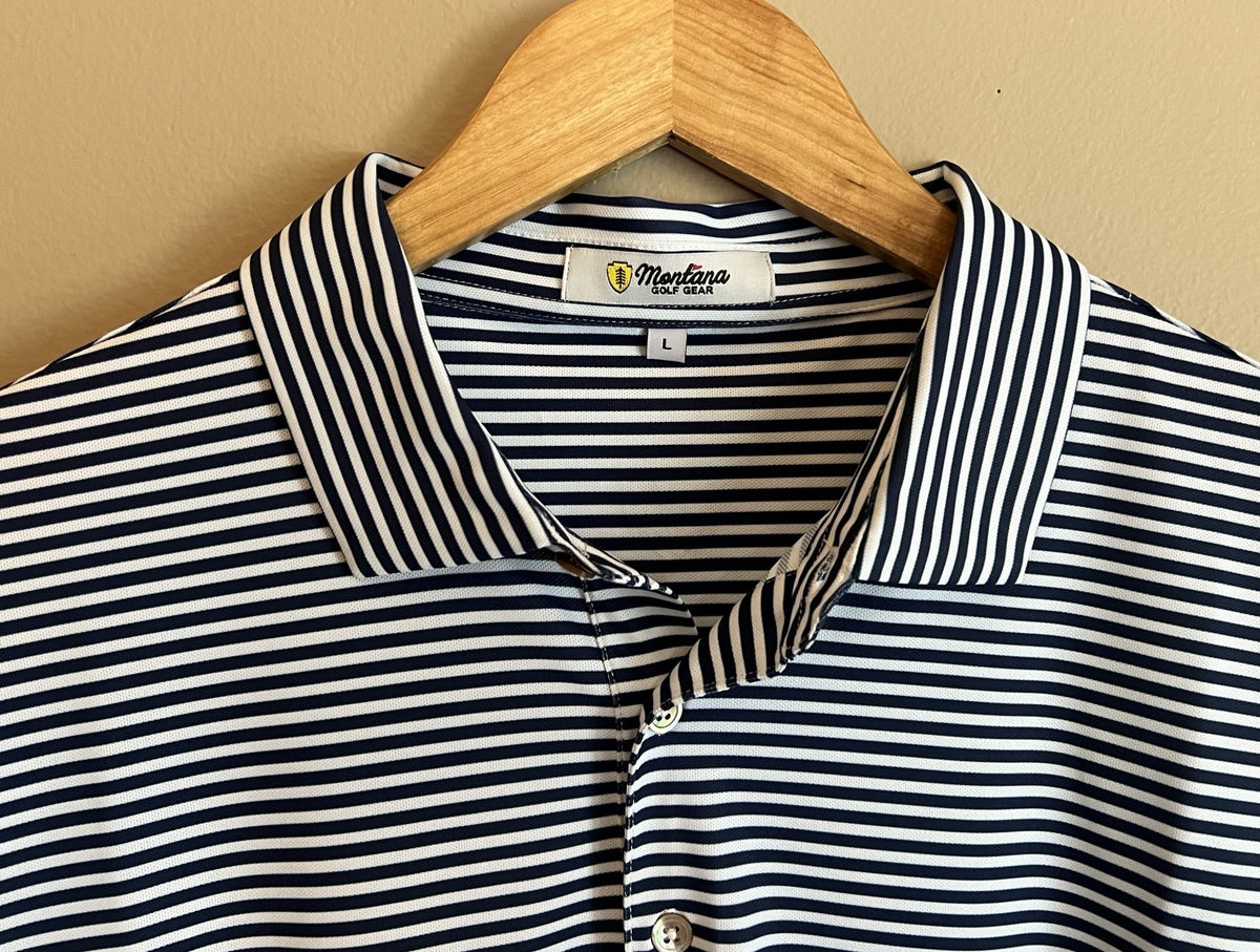 Clark Stripe Performance Mesh Polo - Navy