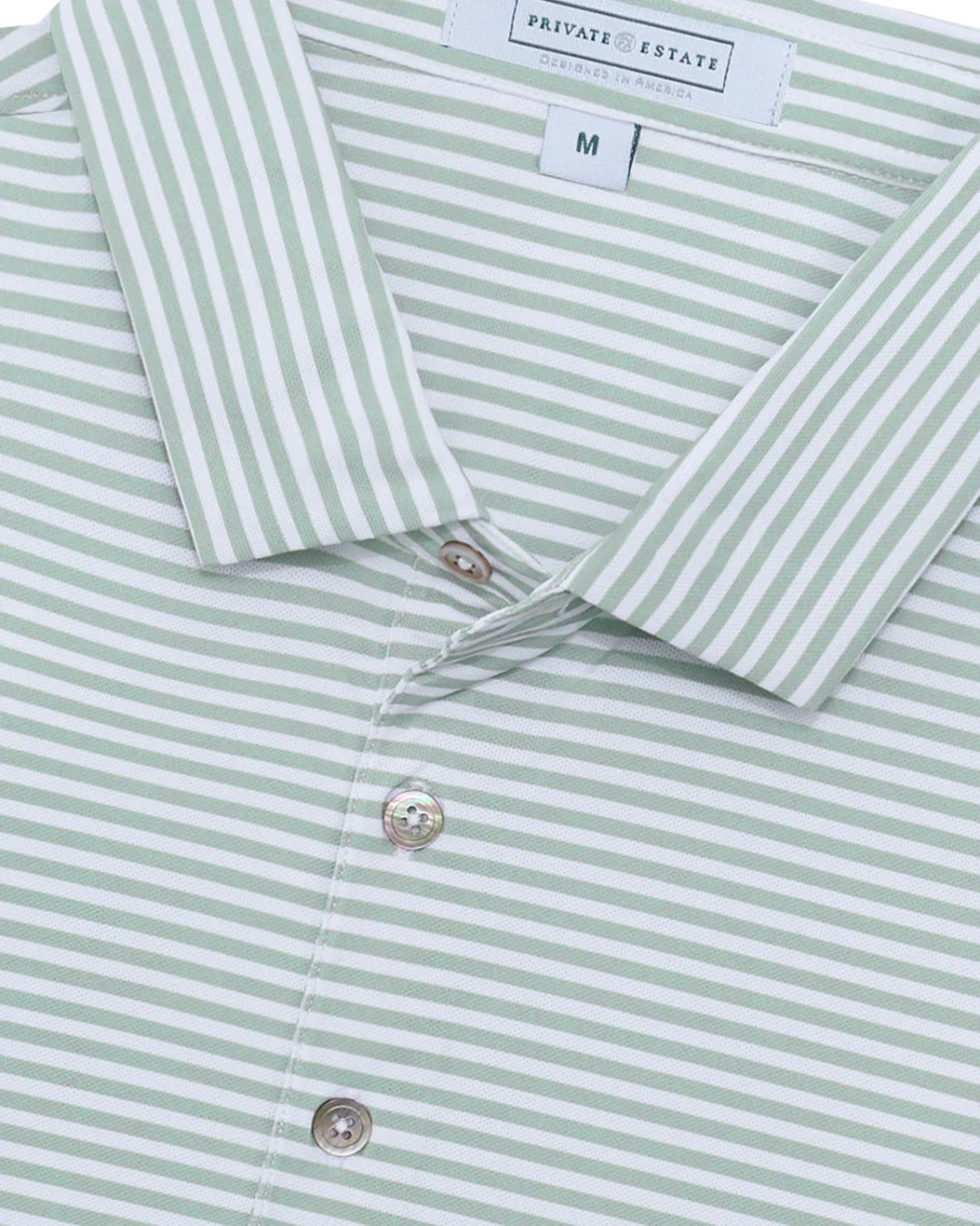 Clark Stripe Performance Mesh Polo - Laurel Green